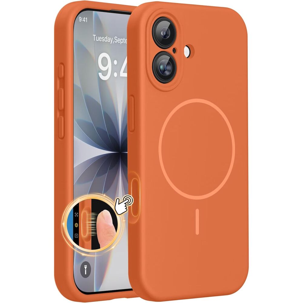 Miracase Silicone & Magnetic for iPhone 17 Case, Orange, 20I-205PH009